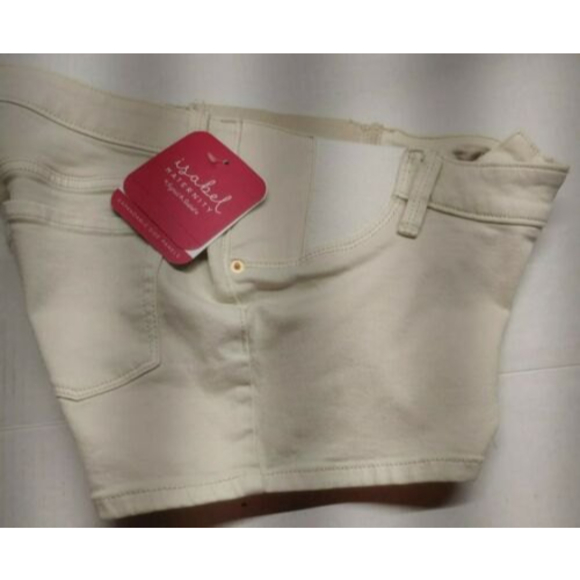 INGRID & ISABEL MATERNITY Size 2 Women's Jean Shorts Side Panel MIDI Beige - Picture 9 of 10